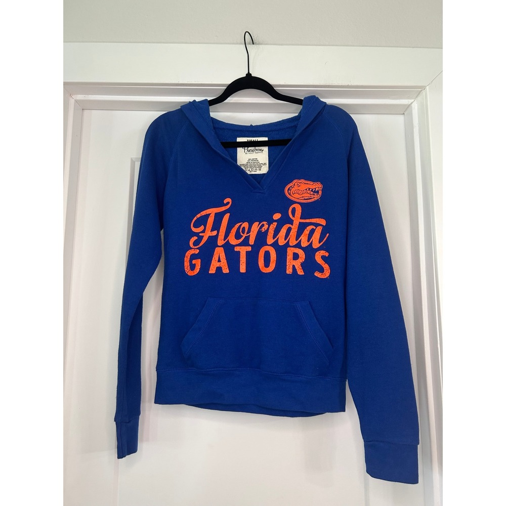 Florida Gators Pressbox Womens Small Blue V-Neck Hoodie Sweatshirt Football